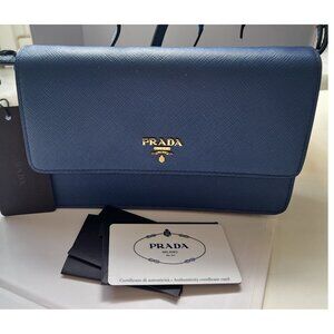 Prada Woc - Saffiano Leather Blue - NEW - Card + Dust Bag + Box + Label